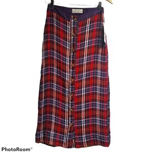 Urban Outfitters Plaid Front Buttons Maxi Skirt S